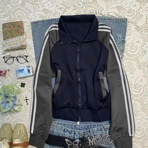 Sweat-shirt des années 90 Y2k Polo Baseball Jersey Goth Punk Vintage Harajuku pour femmes, manteau S