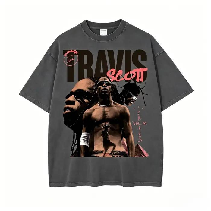 T-shirt en coton oversize Travis Scott Utopia – Tournée mondiale 2026 – Style streetwear rock punk Y