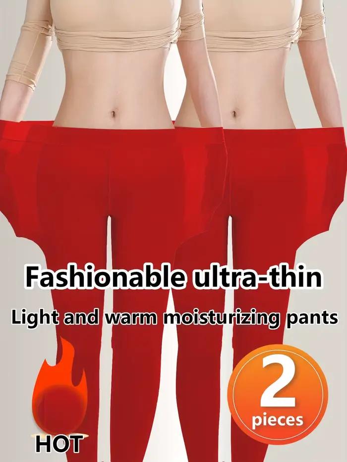 Ensemble pantalon moulant sans couture taille haute pour femme 2 pièces - Jegging tricoté chaud ultr