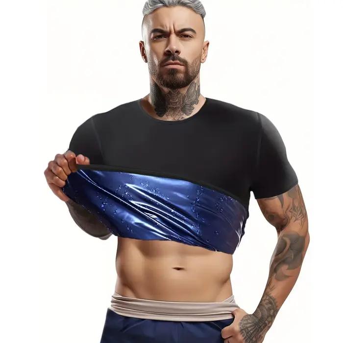 Sauna Sweat Suit Shapewear haut manches courtes hommes Performance T-Shirt confortable entraînement 