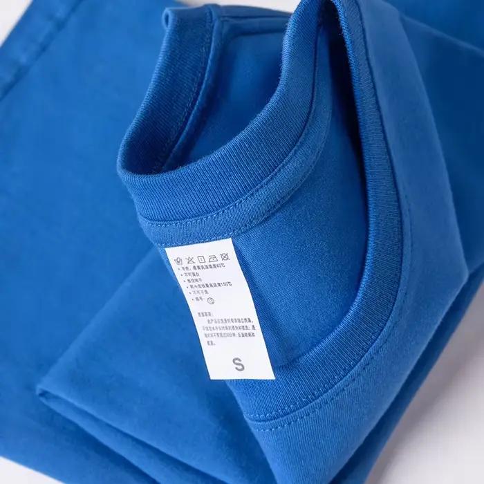 T-shirt à manches bleu marine lourd 100% pur coton, haut ample décontracté à manches courtes de coul