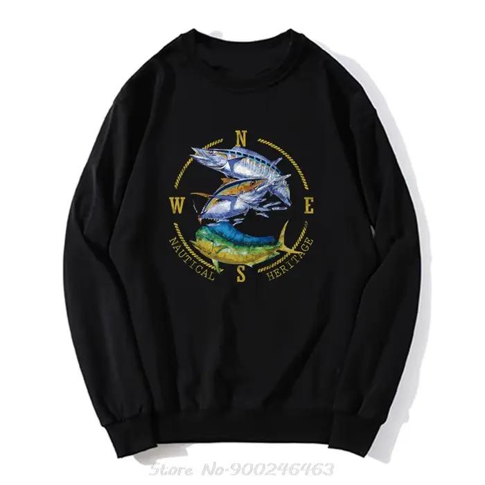 Sweat à capuche en coton pour hommes, vêtements Hip Hop Streetwear, pull pull, pêche nautique, pêche