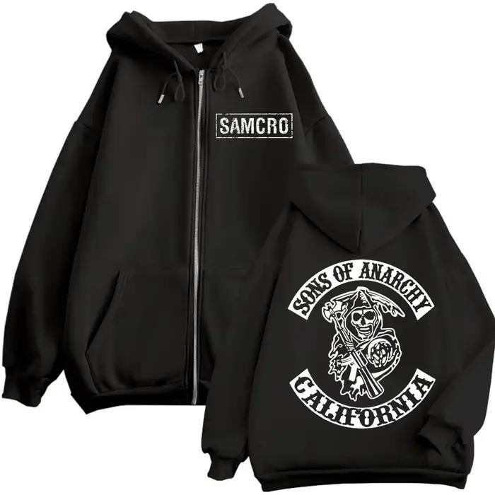 Sons of Anarchy – sweat à capuche avec fermeture éclair imprimée Double face pour hommes et femmes, 