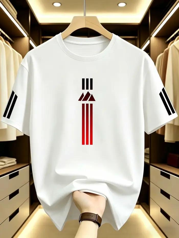 T-shirt pour homme de haute qualité, en coton pur épais, nouveau modèle d'été, avec imprimé, élégant
