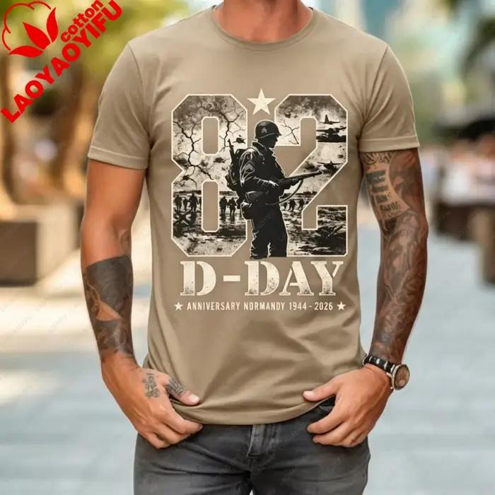 T-shirt D-DAY 1944 2026, 82e anniversaire de la Normandie, cadeau pour vétéran, vêtement commémorati
