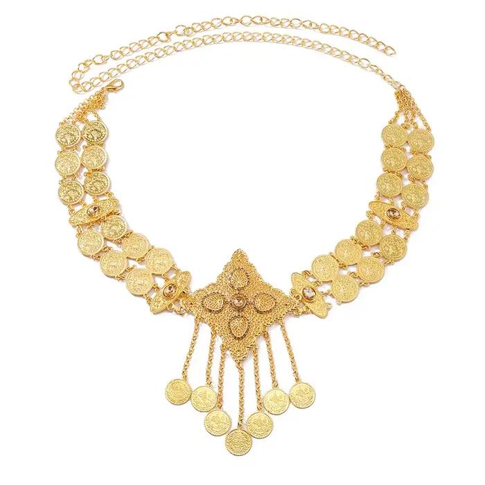 Chaîne de taille Vintage de Style ethnique pour femmes, pièce de monnaie bohème, glands, chaîne de v