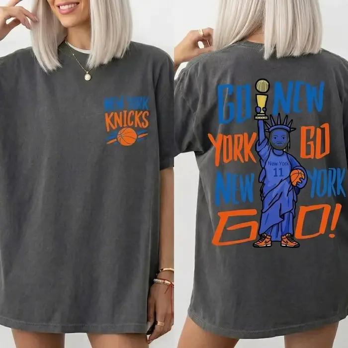 T-shirt Jalen Brunson Statue of Liberty New York 2026 pour hommes et femmes, vêtements d'été en coto