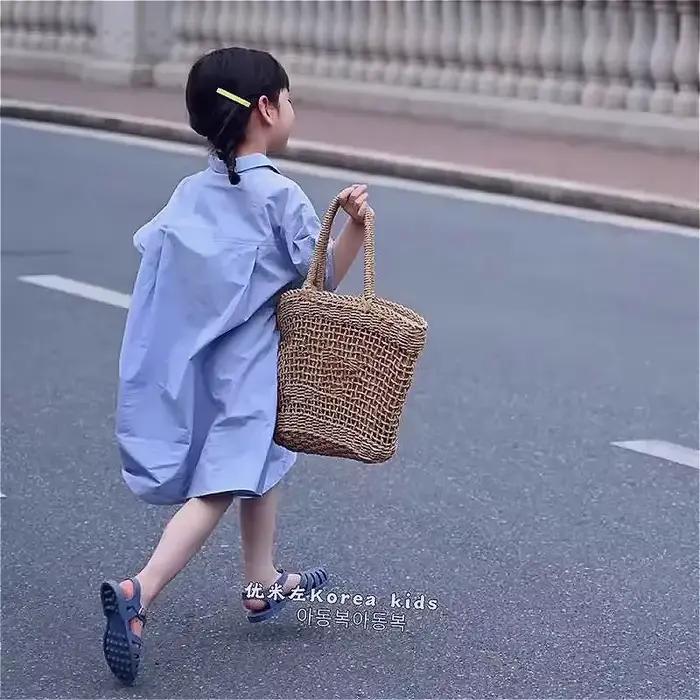 Robe d'été coréenne pour filles, vêtements pour enfants, nouvelle mode, chemise, jupe, 2024