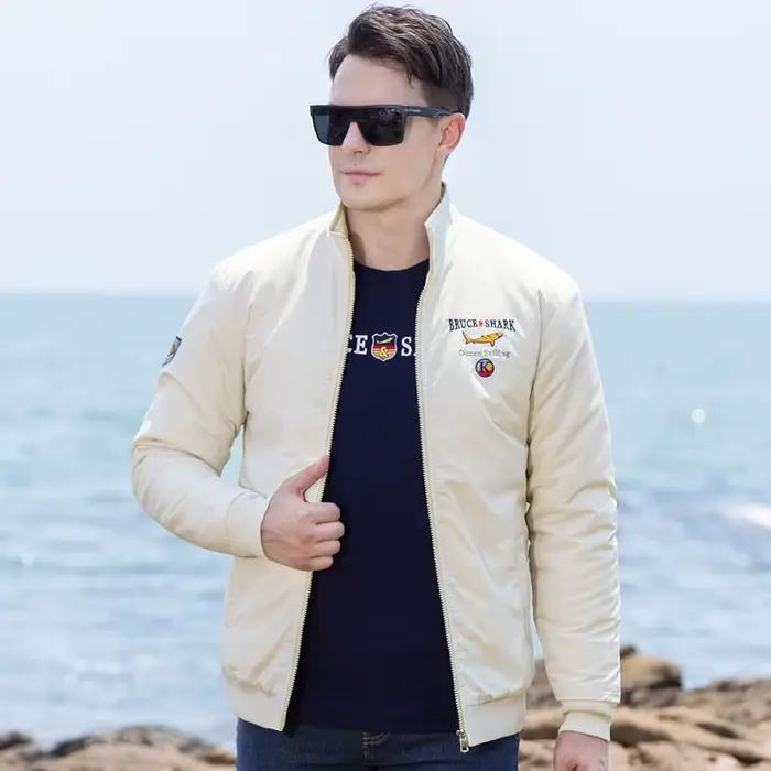 Bruce & Shlavabo-Veste d'hiver pour homme, manteau intérieur, broderie, décontracté, beige, grande t