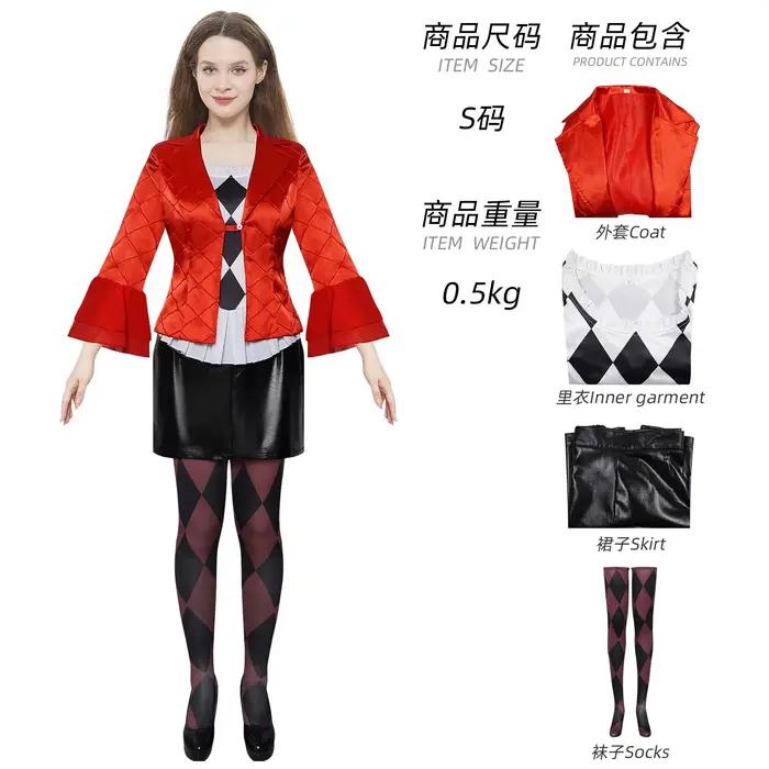 Anime nouveau film Suicide Harley Cosplay Costume manteau rouge fille Lady Gaga Quinn ensemble Hallo