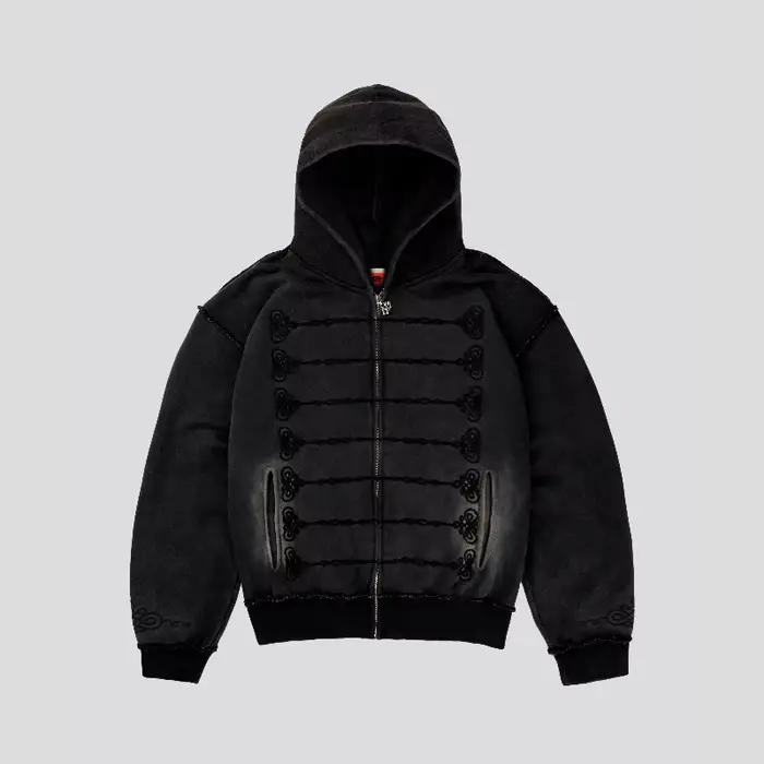 Sweat à capuche zippé Y2K Napoléon, style rétro tendance, broderie nœud de corde, pour hommes et fem