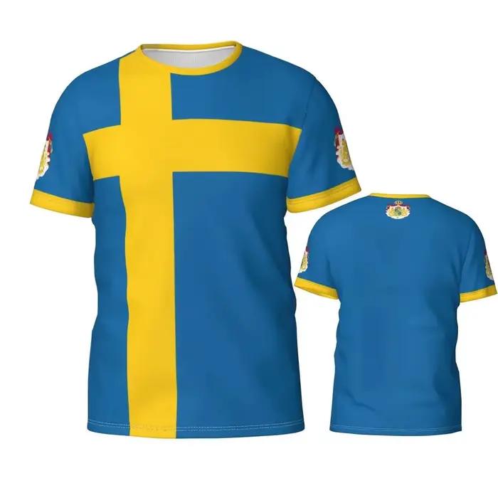Swedish Flag Football Team T shirt Suède Badge Sports Fans Cadeau D'été Tees 3D Imprimer T-shirts po