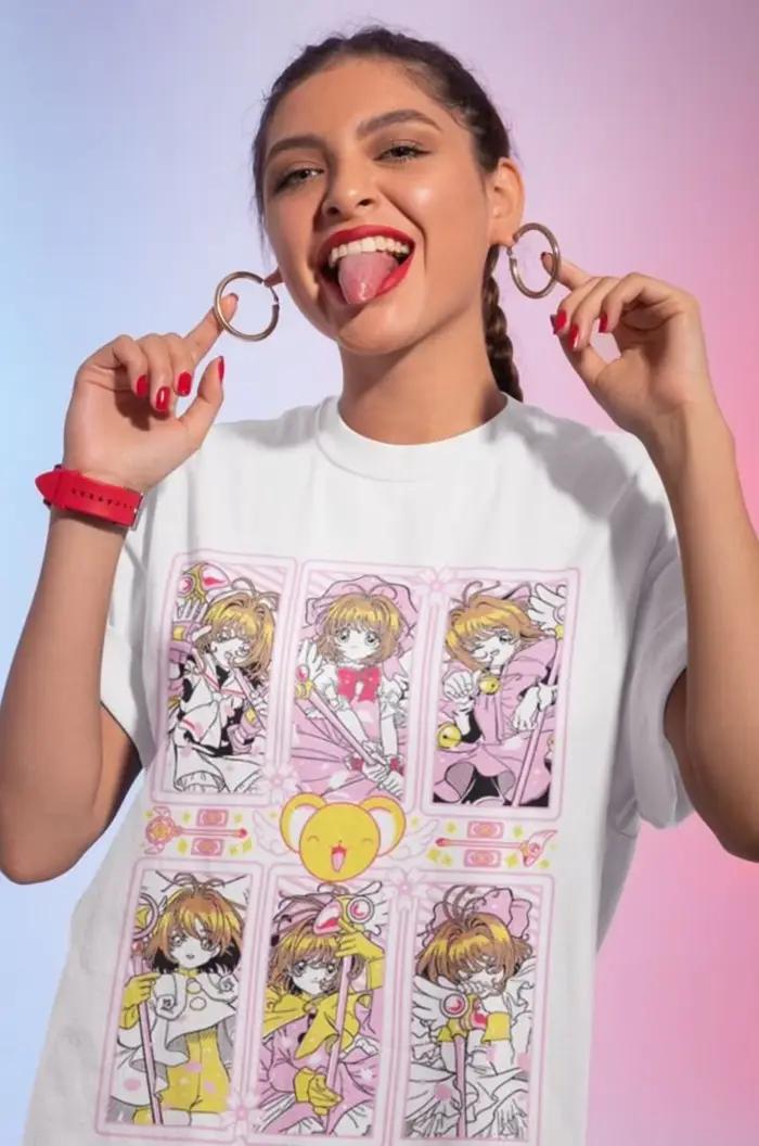 Cardcaptor Sakura : Voyage dans le passé ! Les t-shirts imprimés en 3D de style manga Sakura + Kero-