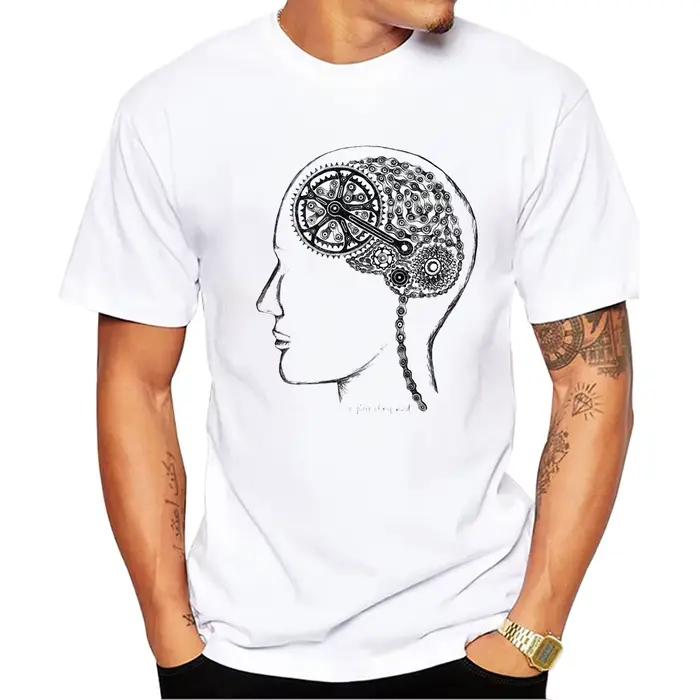 TEEHUB-T-Shirt à Manches Courtes pour Homme, Vintage, Drôle, Gravier, VTT, dehors, Cerveau avec Vélo