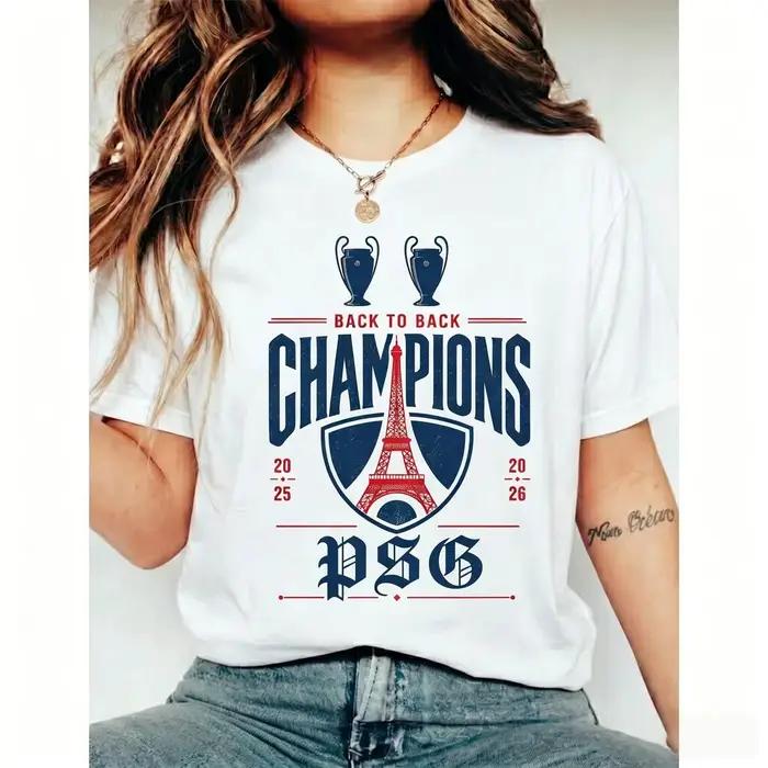 T-shirt Paris Saint Germain PSG Two Peat Fans, style années 90, fait main, streetwear quatre saisons