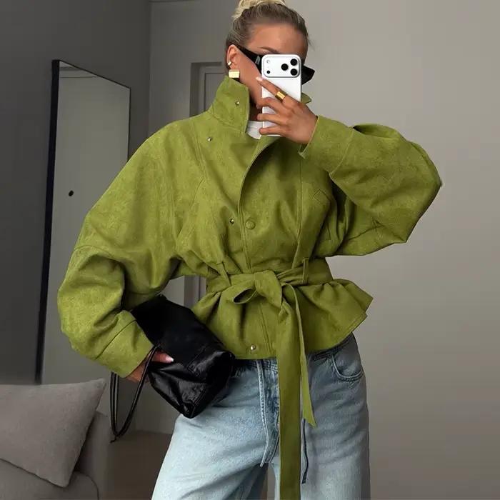 Vêtements pour femmes, nouvelle mode printemps 2026, col montant, taille cintrée, petit trench-coat 