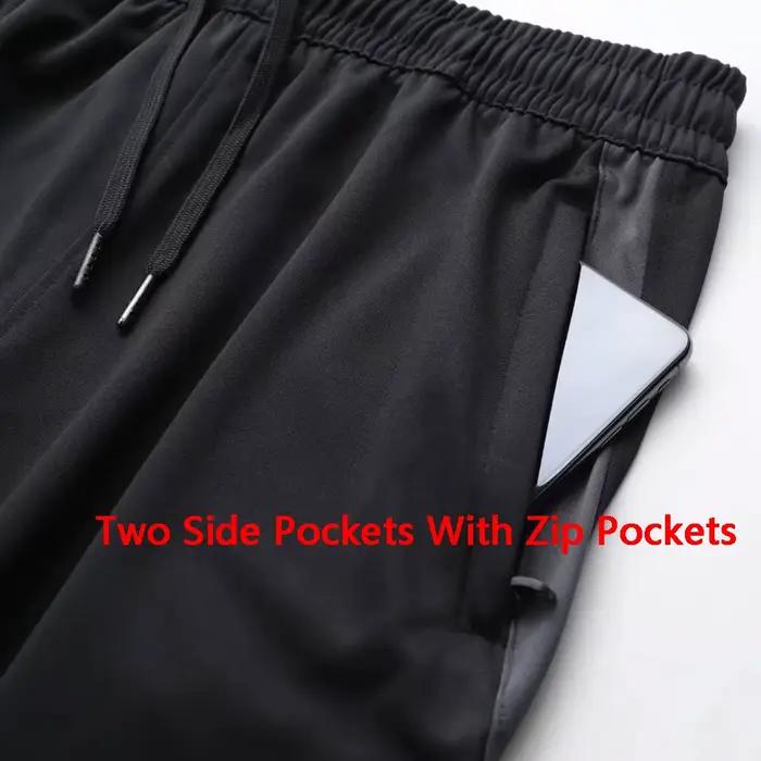 Pantalon de sport avec poches zippées pour homme, leggings de course, de football, d'entraînement, d