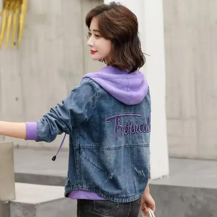 Vestes en jean à capuche brodées pour femmes, vêtements de cow-girl, mode Harajuku, offres à bas pri