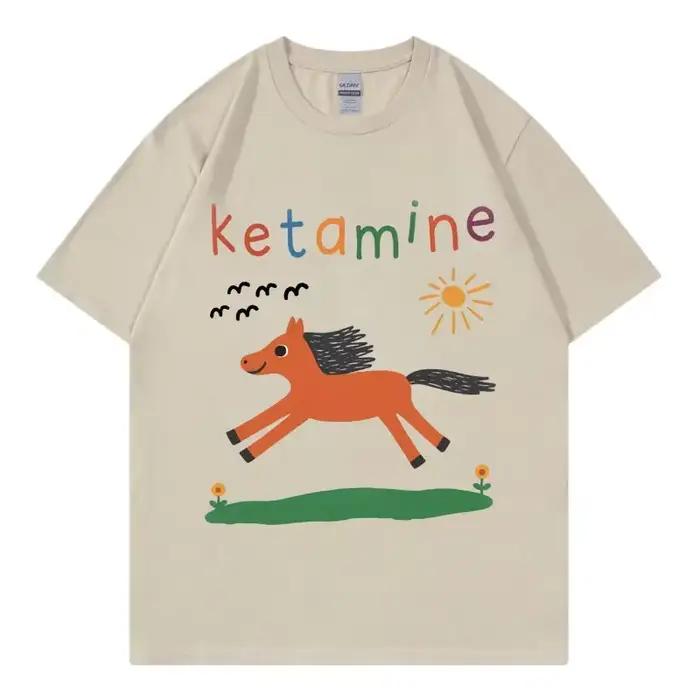 T-shirt drôle avec motif cheval et kétamine, vêtements pour hommes et femmes, style Harajuku Y2k, t-