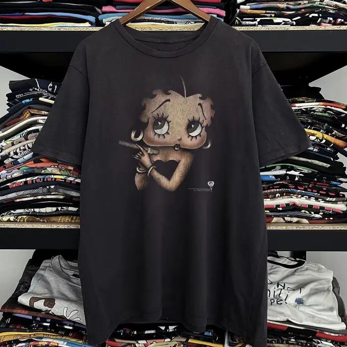 Betty Boop Washed T-Shirt T-shirts noirs pour hommes