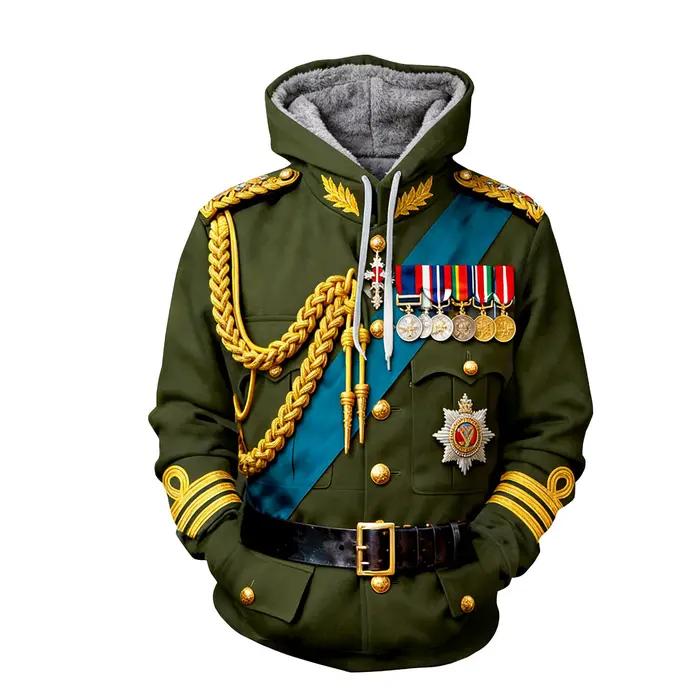 Ucosbros – sweat-shirt à capuche historique, uniforme de maréchal célèbre, doublé en polaire, créati