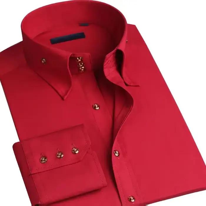 Chemise à Col Formel pour Homme, Sans Repassage, Mode Coréenne, Slim, Solide, Business, Décontracté,