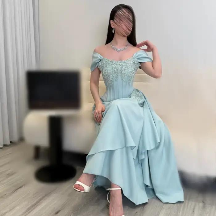 Robes longues élégantes personnalisées de haute qualité, à épaules dénudées, robes de soirée formell