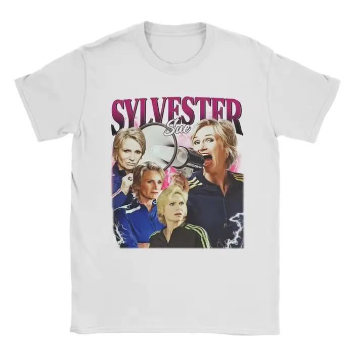 T-Shirt Vintage Sue Sylvester Glee pour hommes, col rond, en coton, à manches courtes, vêtements imp