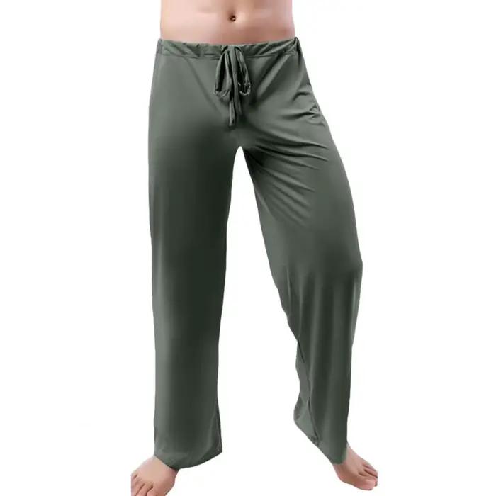 Pantalon de sport pour hommes, vêtements de Yoga, taille basse, cordon de serrage, droit, ample, fin