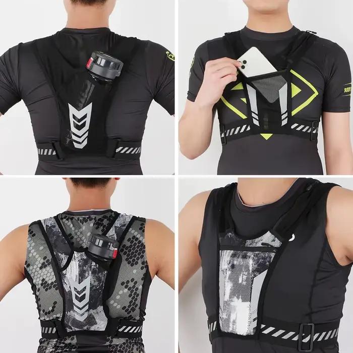 Gilet de course réfléchissant avec support pour téléphone et poche pour clés |   Sangle réglable pou