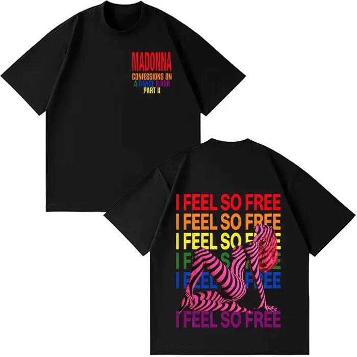 Soldes d'été : T-shirts décontractés en coton surdimensionnés avec impression Madonna CONFESSIONS II