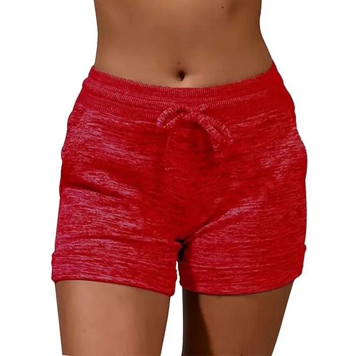 Short à taille élastiquée pour femme, pantalon de survêtement monochrome, pantalon de yoga, pantalon