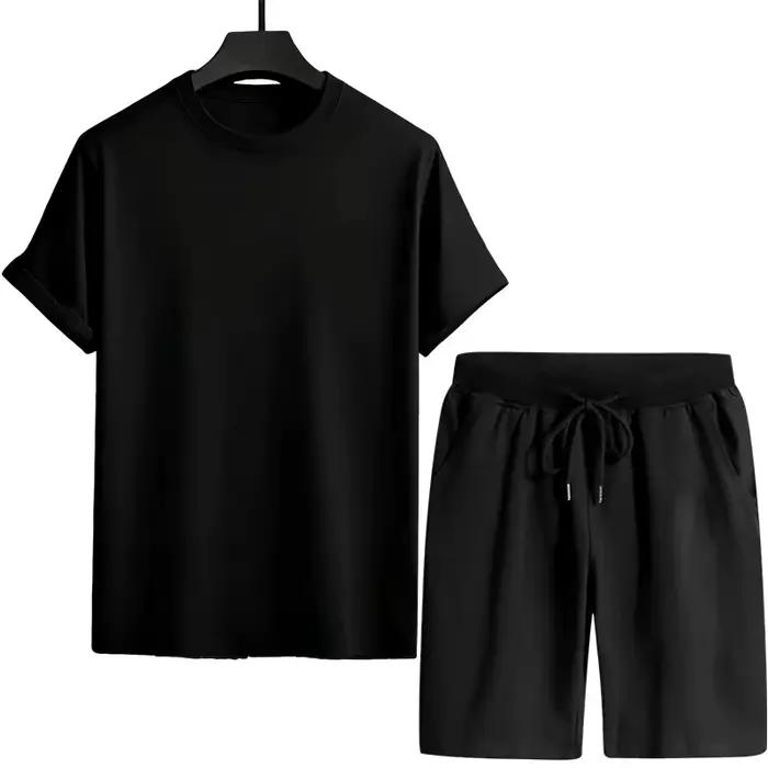 Ensemble de survêtement pour hommes : T-shirts et shorts de sport, tenue décontractée urbaine à manc