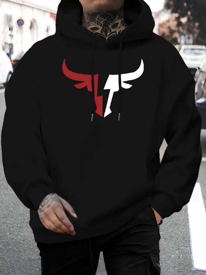 Bull Head hommes sweat à capuche graphique sweat Streetwear pull gymnase Fitness haut décontracté po