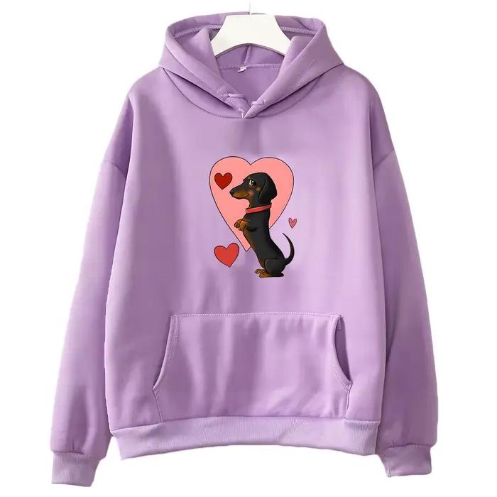 Teckel graphique sweats à capuche mignon Animal impression vêtements femme Lovey pulls à capuche aut