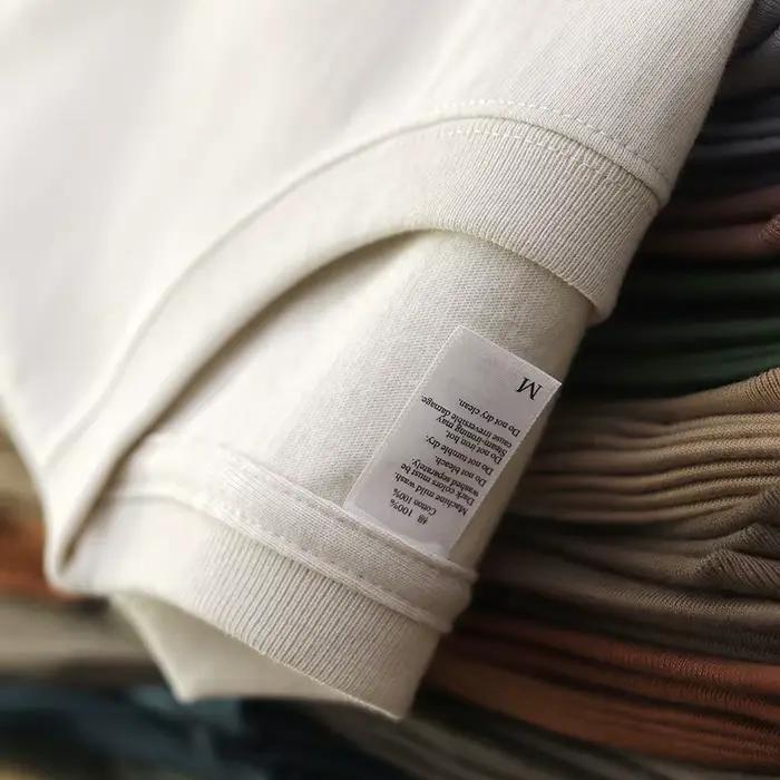 Have – chemise à Base en pur coton bleu, T-Shirt de couleur unie, rétro américain, col rond, manches