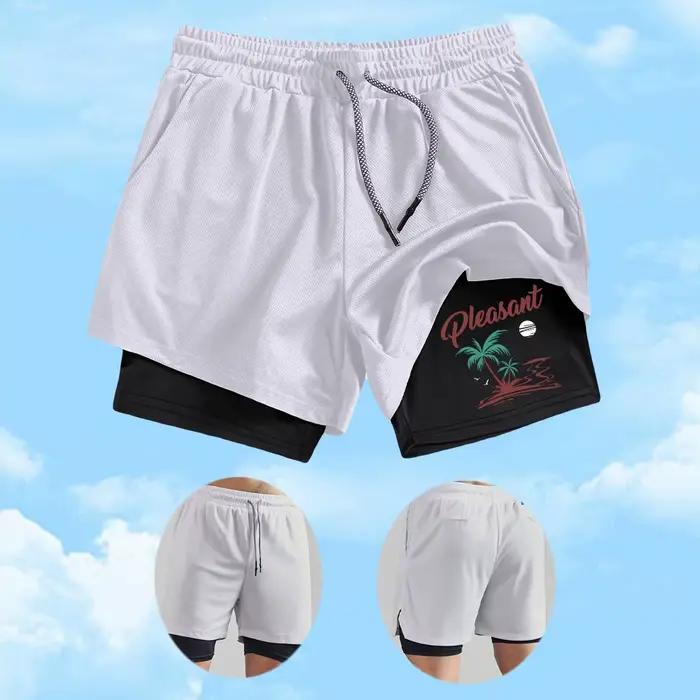 Shorts de sport 2-en-1 pour hommes, absorbant la transpiration, séchage rapide, respirant, pour le c