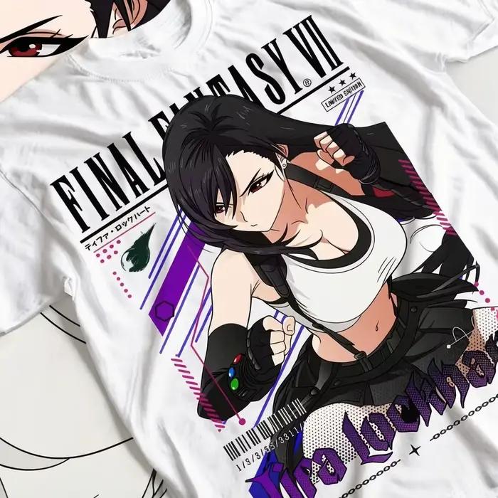 T-shirt Final Fantasy 7, T-shirt rétro Tifa Lockhart FF7 - T-shirt Waifu, haut ample tendance pour h