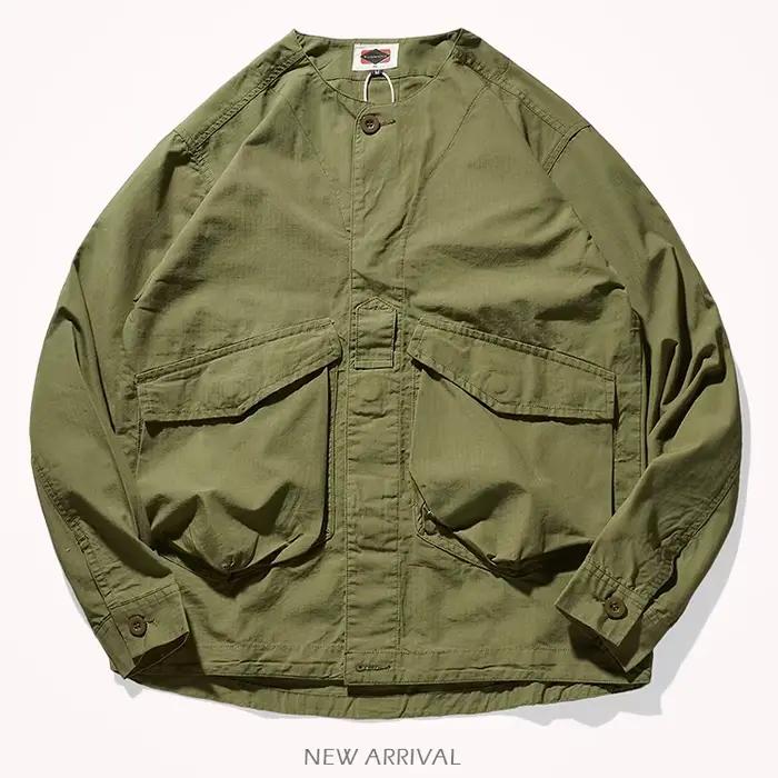 Veste chemise redingote rétro japonaise pour hommes, sans col, à la mode, pour jeunes, en vieille po