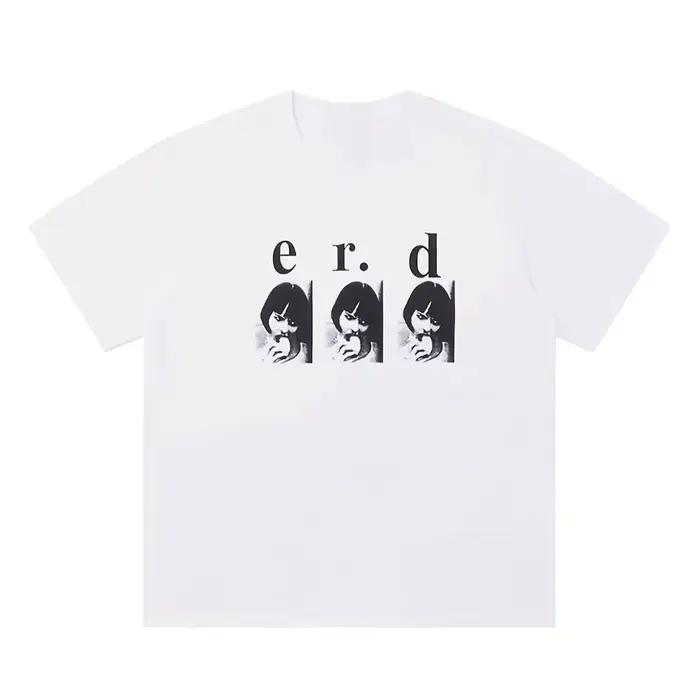 T-shirt unisexe avec logo ERD pour hommes et femmes, imprimé texte ERD, manches courtes, col rond, t