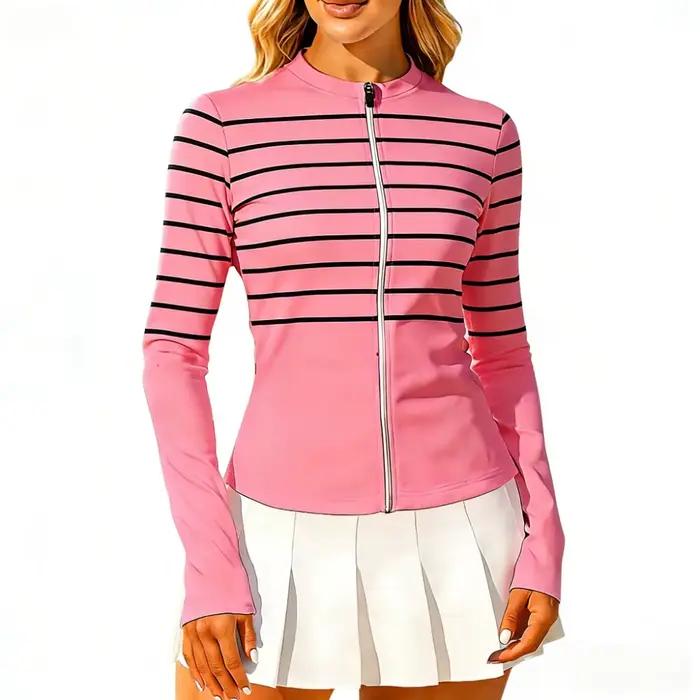 Veste de sport de tennis zippée imprimée pour femmes, vêtements de sport décontractés légers et exte