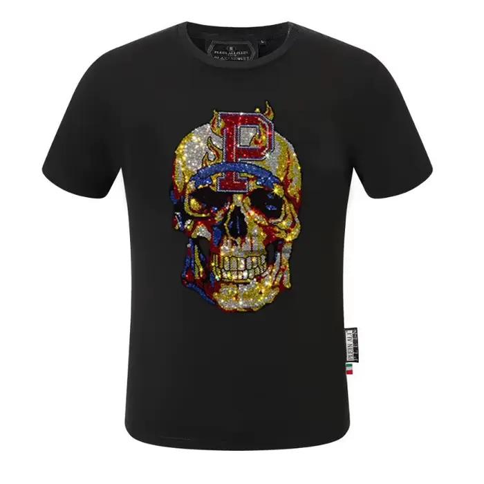 Plein-T-shirt d'été en coton pour hommes, haut à col rond, biscuits, marque de créateur, mode mascul