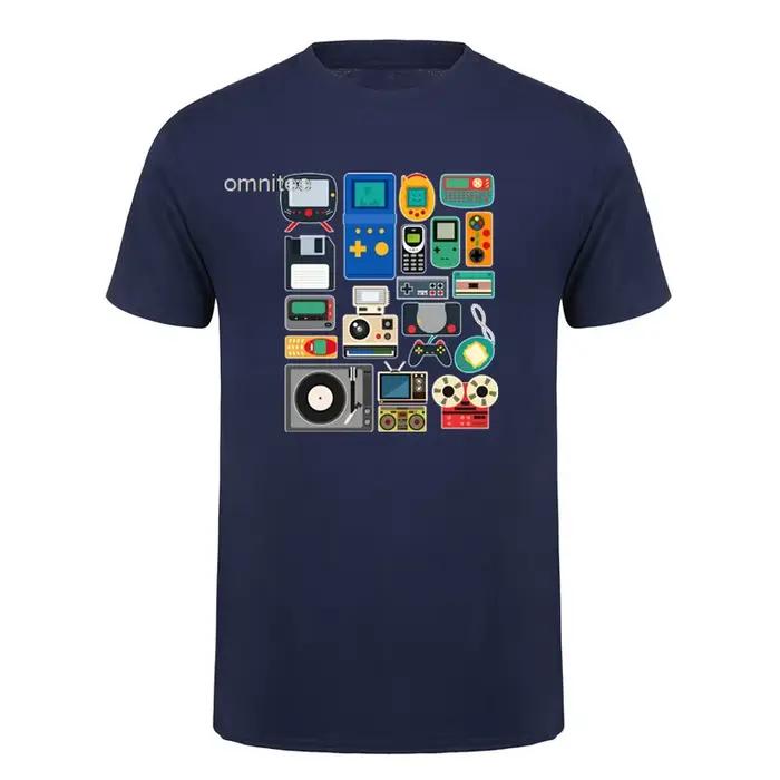 T-shirt rétro pour hommes, avec contrôleurs de console de jeux vidéo, style années 80 et 90, Arcade 