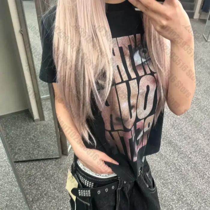 Vêtements grunge pour femmes, hauts japonais Y2k, t-shirts graphiques, vêtements vintage Kpop des an