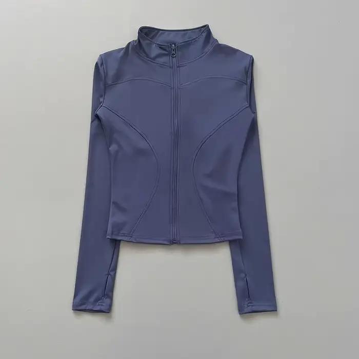 Veste d'entraînement pour femmes, extensible, ajustée, fermeture éclair sur le devant, manches longu