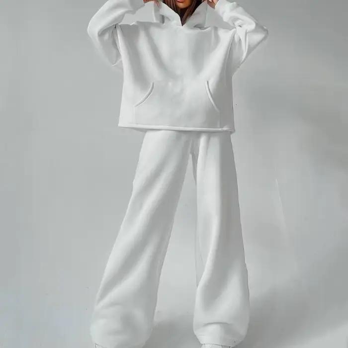 Survêtement sportif à capuche pour femmes, ensemble deux pièces, sweat-shirt à capuche, pull avec po