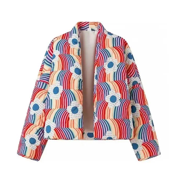 Cardigan Matelassé à Manches sulfpour Femme, Veste en Coton, Manteau Décontracté, Collection Automne