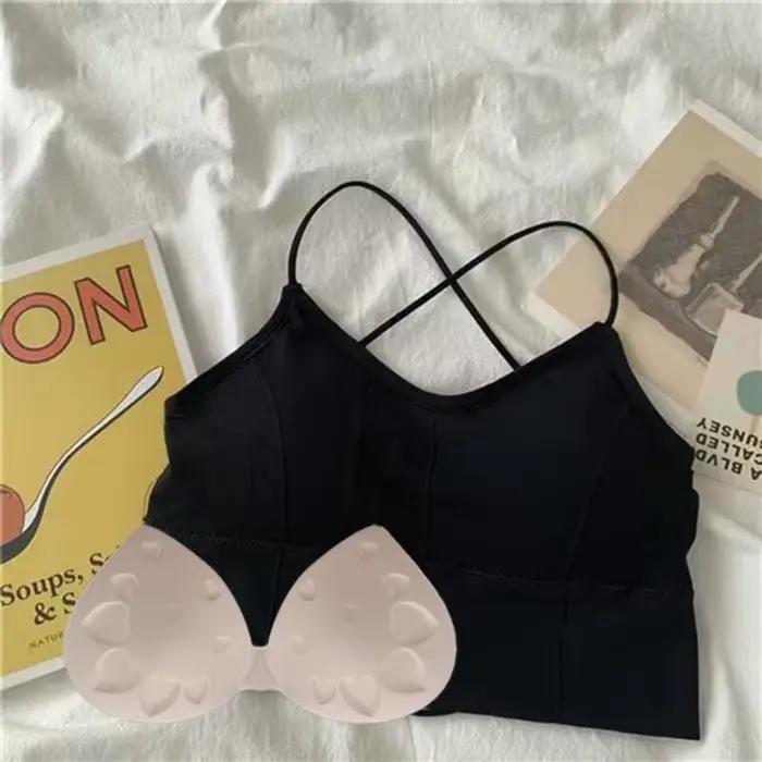 Soutien-gorge Push-Up respirant à bretelles croisées pour femme, haut court de sport, yoga et fitnes