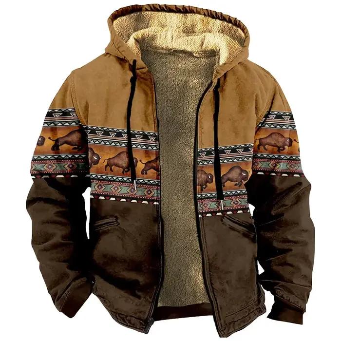 Cardigans College Native Aztec Buffalo CombFestival pour hommes, veste d'optique, chasse en plein ai