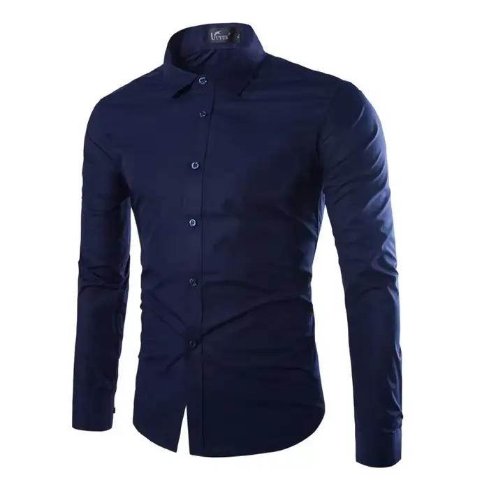 Chemises rayées pour hommes à manches longues affaires coupe ajustée Chemise masculine noir blanc 20